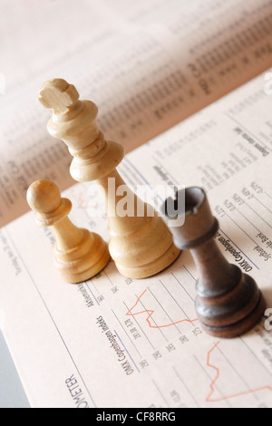 Échecs comme une métaphore pour les marchés boursiers Banque D'Images