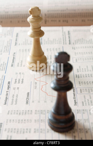 Échecs comme une métaphore pour les marchés boursiers Banque D'Images