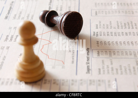 Échecs comme une métaphore pour les marchés boursiers Banque D'Images