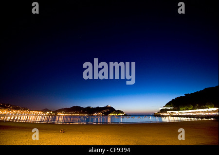 La plage de La Concha à San Sebastian, Pays basque, Espagne Banque D'Images