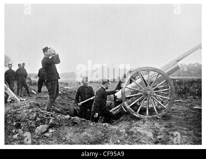 Le tir d'un canon de 75 mm français de tir rapide première artillerie artillerie moderne Banque D'Images