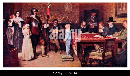 Et quand avez-vous vu votre père dernière par W F Yeames 1878 garçon enfant orphelin orphelinat cour pleurer pleurer girl robe période jacobin Banque D'Images