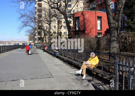 La promenade de Brooklyn Heights New York City Banque D'Images