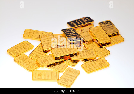 Petit 1g barres d'or lingot / plaqué (répliques) Banque D'Images