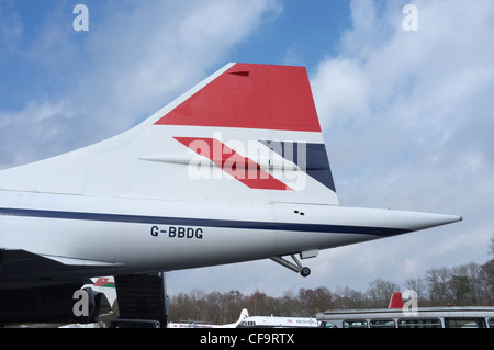 Queue du prototype Concorde G-BBDG à Brooklands Museum. Banque D'Images