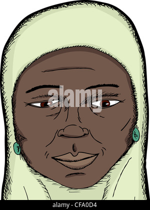 Teint foncé Smiling middle-aged femme musulmane close-up Banque D'Images