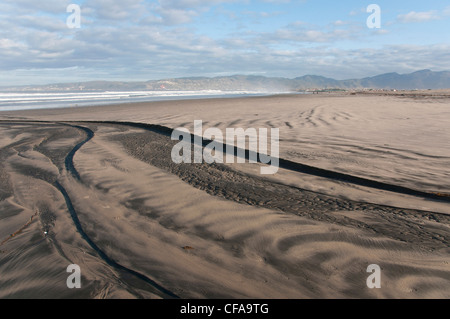 Playa Hermosa Beach, Ensenada, Baja California, Mexique, dunes, sable, de rides Banque D'Images