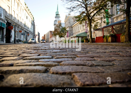 Les pavés de la rue Saint-Paul, le Vieux Montréal, Québec, Canada. Banque D'Images