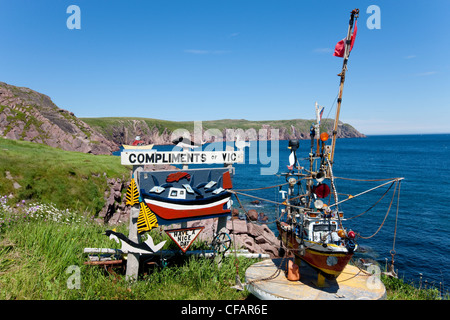 Affiche d'Art Populaire marin le long de la côte de Bay de Verde, Terre-Neuve et Labrador, Canada. Banque D'Images