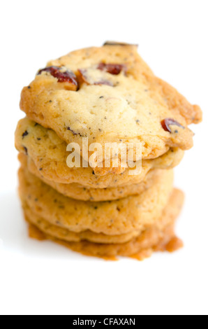 Fruit de la passion bio Fresh baked cookies sur fond blanc Banque D'Images