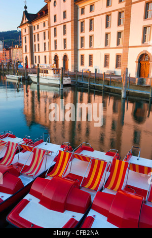 Rorschach, grain house, Suisse, canton de Saint-Gall, lac, Lac de Constance, port, port, réflexion, house, maison, ancien Banque D'Images