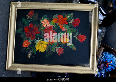 Peinture de fleurs dans l'image à vendre dans la rue du marché Banque D'Images