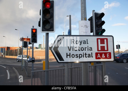 Panneau pour l'hôpital Royal Victoria A&E Belfast Irlande du Nord UK Banque D'Images