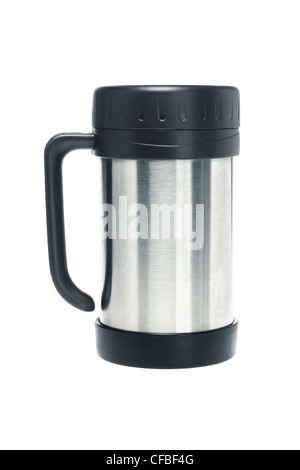 Mug Thermos fermé sur fond blanc Banque D'Images