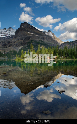 Cabines au lac O'Hara Lodge, lac O'Hara, le parc national Yoho, Colombie-Britannique, Canada