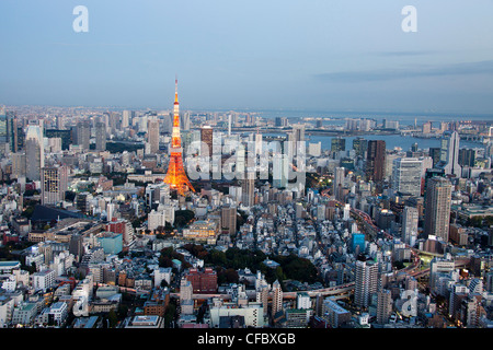 Le Japon, en Asie, Tokyo, ville, toits de Tokyo, Tour de Tokyo, de l'architecture, big, bâtiments, ville, centre-ville, d'énormes, des lumières, Metropolis, sk Banque D'Images