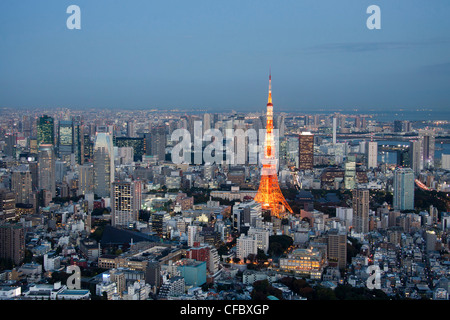 Le Japon, en Asie, Tokyo, ville, toits de Tokyo, Tour de Tokyo, de l'architecture, big, bâtiments, ville, centre-ville, d'énormes, des lumières, Metropolis, sk Banque D'Images