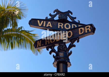 USA, United States, Amérique, Californie, Los Angeles, ville, Beverly Hills, Rodeo Drive, les plaques de rue, boulevard, célèbre, le cinéma, l Banque D'Images