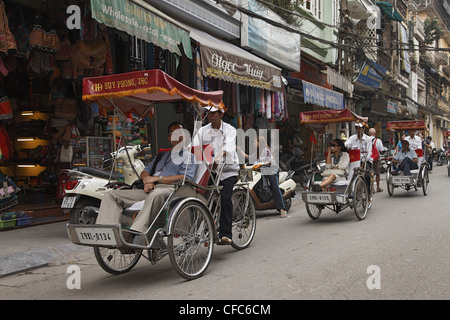 Rickshaw, vieille ville, Hanoi, Vietnam, Bac Bo Banque D'Images