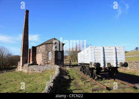 Un camion de charbon et le moteur ou la liquidation de Cromford maison et High Peak Railway Haut Midleton, Derbyshire, Angleterre, Royaume-Uni Banque D'Images