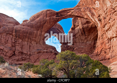 Arc double, Arches National Park près de Moab, Utah, États-Unis d'Amérique Banque D'Images