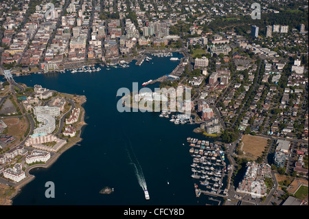 Vue aérienne de Victoria et il's Harbour, British Columbia, Canada Banque D'Images