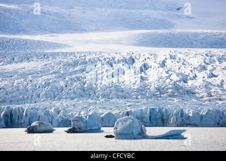 Langue du glacier de Vatnajokull au Fjallsarlon glacial lagoon, le sud de l'Islande, Islande, régions polaires Banque D'Images