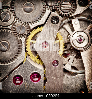 Une horloge mécanique. Close up shot. Banque D'Images