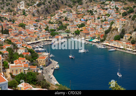 Port de Symi, l'île grecque de Symi, Dodécanèse Egée Island Group, Grèce Banque D'Images