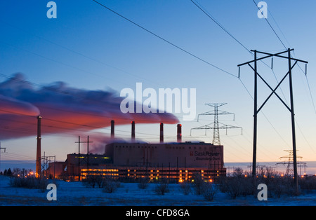 Boundary centrale thermique au charbon, Estevan, Saskatchewan, Canada Banque D'Images