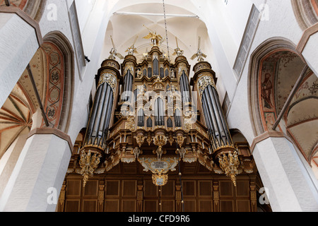 Banc Stellwagen orgue, l'église de la Vierge Marie, la ville hanséatique de Stralsund, Mecklembourg-Poméranie-Occidentale, Allemagne Banque D'Images