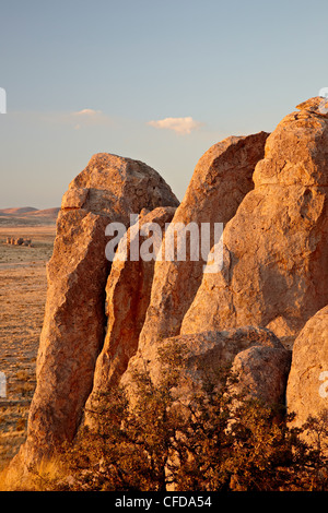 Rochers au coucher du soleil, de roches State Park, New Mexico, United States of America, Banque D'Images