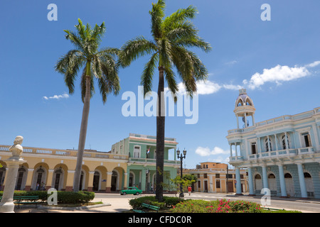 Palmiers dans Parc Marti, Cienfuegos, UNESCO World Heritage Site, province de Cienfuegos, Cuba, Antilles, Amérique Centrale Banque D'Images