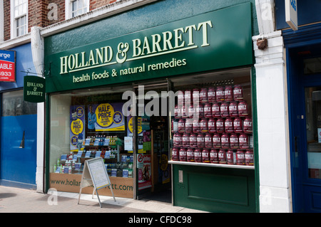 A Holland & Barrett d'aliments santé et remèdes naturels shop. Banque D'Images