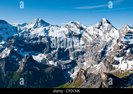 Massif de Jungfrau de Schilthorn Peak, Région de la Jungfrau, en Suisse, en Europe Banque D'Images