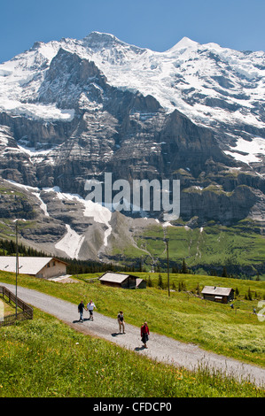 La randonnée sous le massif de la Jungfrau De Kleine Scheidegg, Région de la Jungfrau, en Suisse, en Europe Banque D'Images