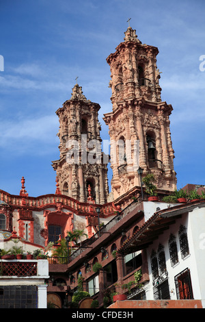 L'église Santa Prisca, Taxco, ville coloniale bien connu pour ses marchés d'argent, l'État de Guerrero, Mexique, Banque D'Images