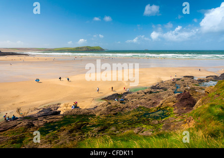 Plage de Polzeath, Cornwall, Angleterre, Royaume-Uni, Europe Banque D'Images