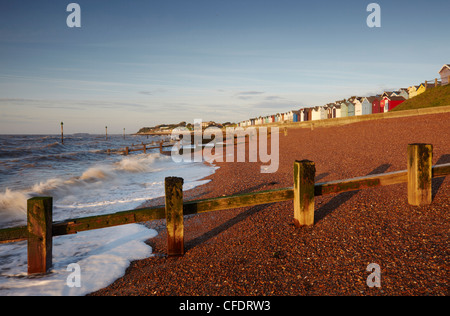 La plage de Felixstowe sur la côte du Suffolk sur un matin d'août, Felixstowe, Suffolk, Angleterre, Royaume-Uni, Europe Banque D'Images