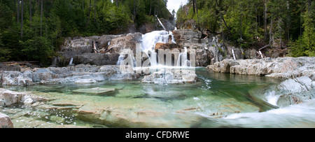 Abaisser Myra Falls, parc provincial Strathcona, dans l'île de Vancouver, Colombie-Britannique, Canada Banque D'Images