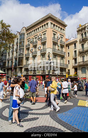 Mosaïque Mosaïque de Joan Miro sur Las Ramblas, Barcelone, Catalogne, Espagne, Europe Banque D'Images
