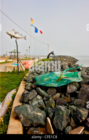 Manta Ray carving, Grande-Anse, Nouveau-Brunswick, Canada Banque D'Images