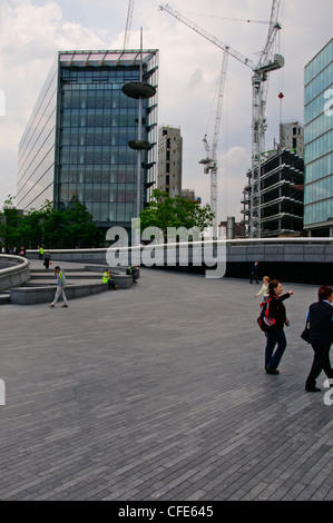 Rive Sud de la Tamise, carte de marche,en plus de Tower Bridge, Londres, Royaume-Uni Banque D'Images