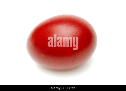 Oeuf de Pâques rouge, isolated on white Banque D'Images