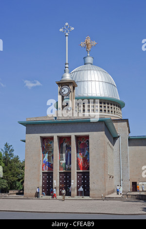 Debre Libanos. Monastère. Église orthodoxe. Façade à fidèles. L'Éthiopie. Banque D'Images