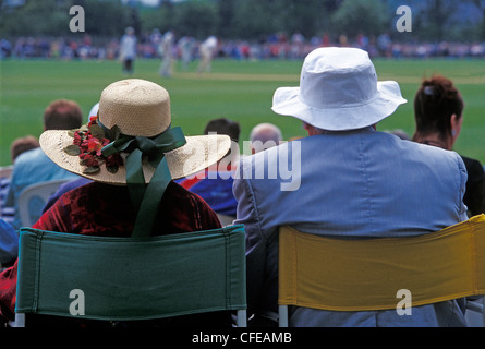 Un couple de personnes âgées à regarder un match de cricket. Hastings. England UK Banque D'Images