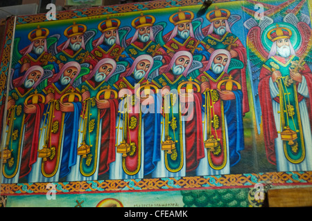 Debre Libanos. Monastère. Église orthodoxe. L'Éthiopie. Peinture murale par Afewerk Tekle, artiste éthiopien, représentant les Apôtres, desciples. Banque D'Images