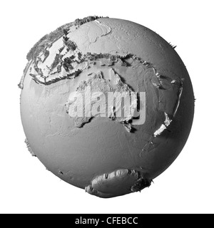 Modèle réaliste de la planète terre isolé sur fond blanc - l'Australie, 3d illustration Banque D'Images