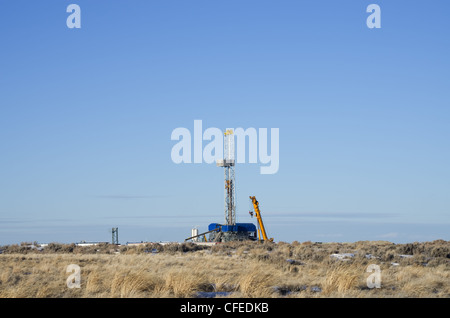 Forage à distance mis en place pour les forages de l'hiver dans le Wyoming Banque D'Images