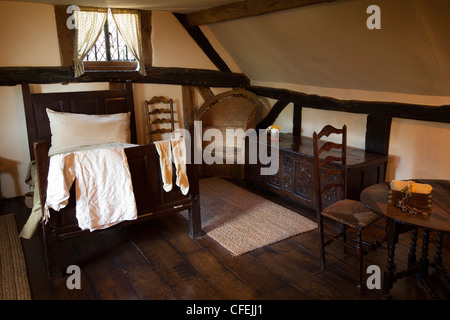 Le Warwickshire, Stratford sur Avon, Shottery, Anne Hathaway's Cottage interior, chambre à coucher Banque D'Images